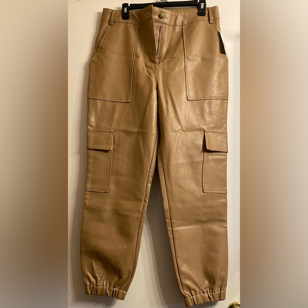New Vylette sz Jr 13 Faux Leather Cargo Jogger Pants brown or tan new